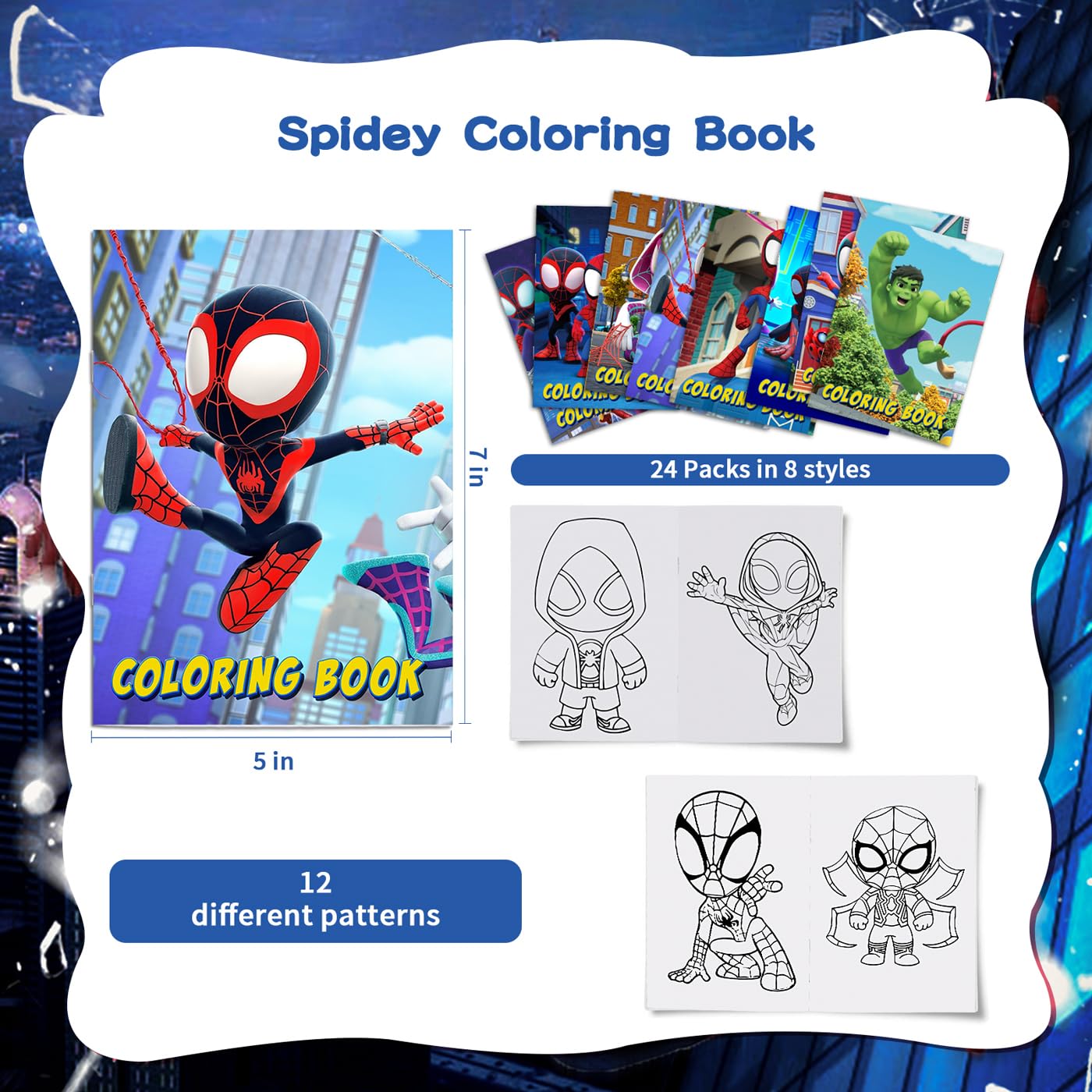 Spidey Party Supplies, 24Pcs Coloring Books for Spidey Birthday Party Favors Gifts, Goodie Bag Stuffers, Classroom Rewards, 8 Styles