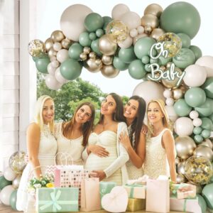 147pcs Sage Green Balloon Arch Kit, Sage Green Gold Sand White Balloons for Wedding Engagement Anniversary Bridal Shower Baby Shower Birthday Party Decorations