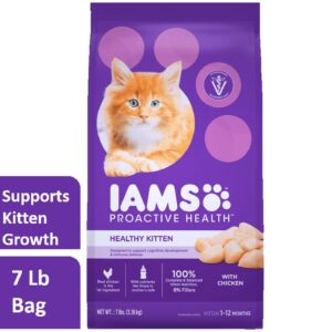 P L-RA IMS Proactive Health Healthy Kitten Dry Cat Food with Chicken, Omega-3 DHA, 100% Complete and Balanced Nutrition, 7 lb. Bag