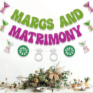 Margs And Matrimony Banner,Margarita Bachelorette Party Decor Soon to Be Bride Party Banner,Mexican Fiesta Bachelorette Cactus Bridal Wedding Engagement Party Decor Supplies Green & Rose Red