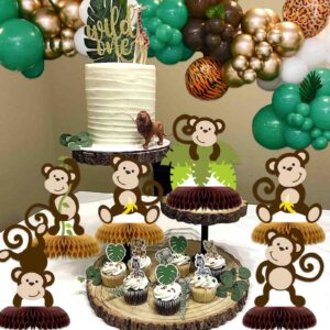 Monkey Honeycomb Table Centerpieces Jungle Party Decorations,Kids Jungle Safari Animal Themed Birthday Baby shower Party Supplies,Monkey Table Toppers Centerpieces Decor