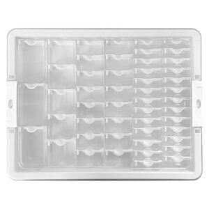 1 set bead storage solutions includes 50 clear removable bead storage containers with snap shut lid, plastic bead organizer box for nail art rhinestone jewelry, bead storage