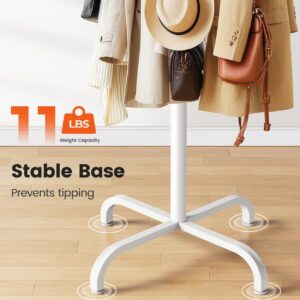 Pipishell Coat Rack with 14 Hooks, Freestanding Coat Rack Stand for Entryway, Hallway, Bedroom, and Office, Metal Coat Tree & Hat Rack for Coats, Hats, and Bags, White