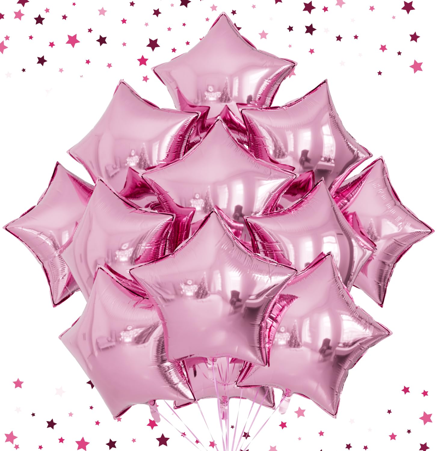 Adeyoo Pink Star Balloons,20Pcs 18 Inch Star Shaped Balloons Set,Large Foil Balloons Helium Mylar Balloons for Girl Christmas Birthday Wedding Anniversary Baby Shower Party Decorations Supplies