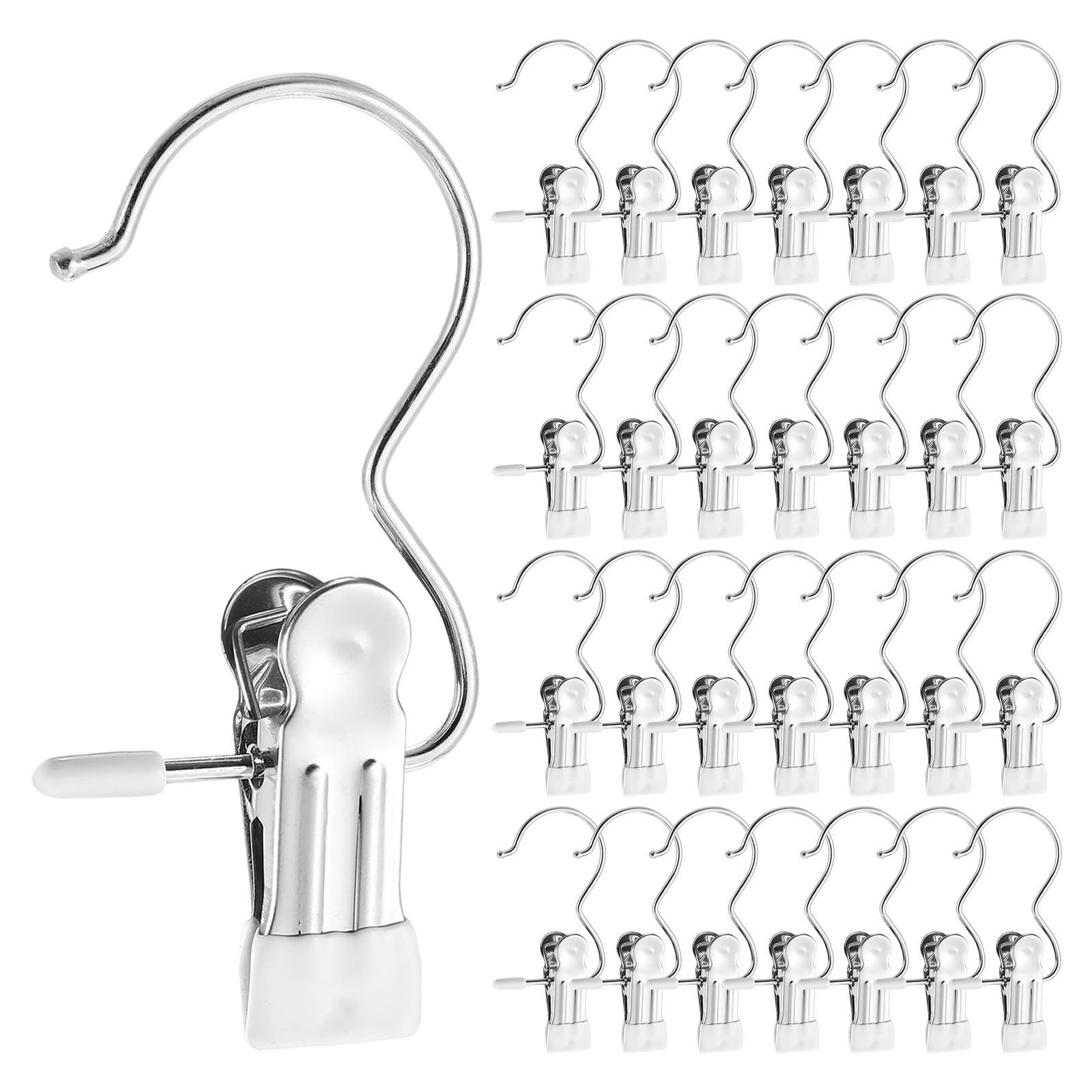 uxcell 150Pcs Boot Hangers for Closet, Stainless Steel Laundry Hooks Portable Single Hanging Clips for Clothes Socks Hat Jeans Towels Home Travel, White