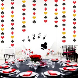 Red-Black Gold Casino Party-Decorations Streamers-Garland - 52ft Poker Theme Hanging Paper Banner,Adults Game Night Birthday Wedding Bachelorette Decor Hugfond