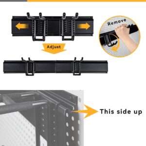 Garage Tool Organizer Wall Mount 48 Inches Max Load 539lbs ，Garage Storage, Garage Organization, Adjustable with 7 Heavy Duty Hooks and 4 Cable Ties, Yard Tools holder and Power Tool Organizer Rack