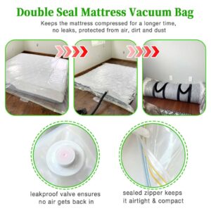 Westale Mattress Vacuum Bag Queen/Full/Full-XL New Upgraded Straps for Moving Leakproof Double Zip Seal Mattress Compression Vacuum Storage Bags Space Saver for Memory Foam & Latex Mattress