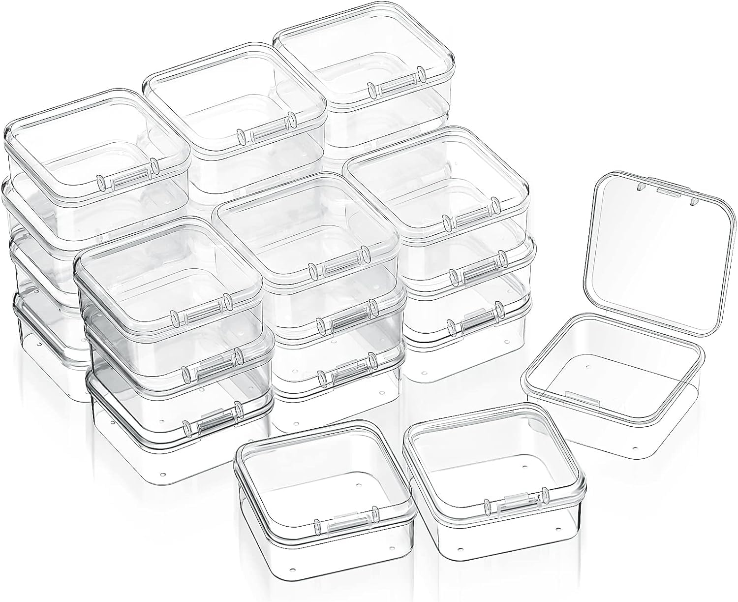 HOUSLOPIT Small Clear Plastic Beads Storage Containers Box, white