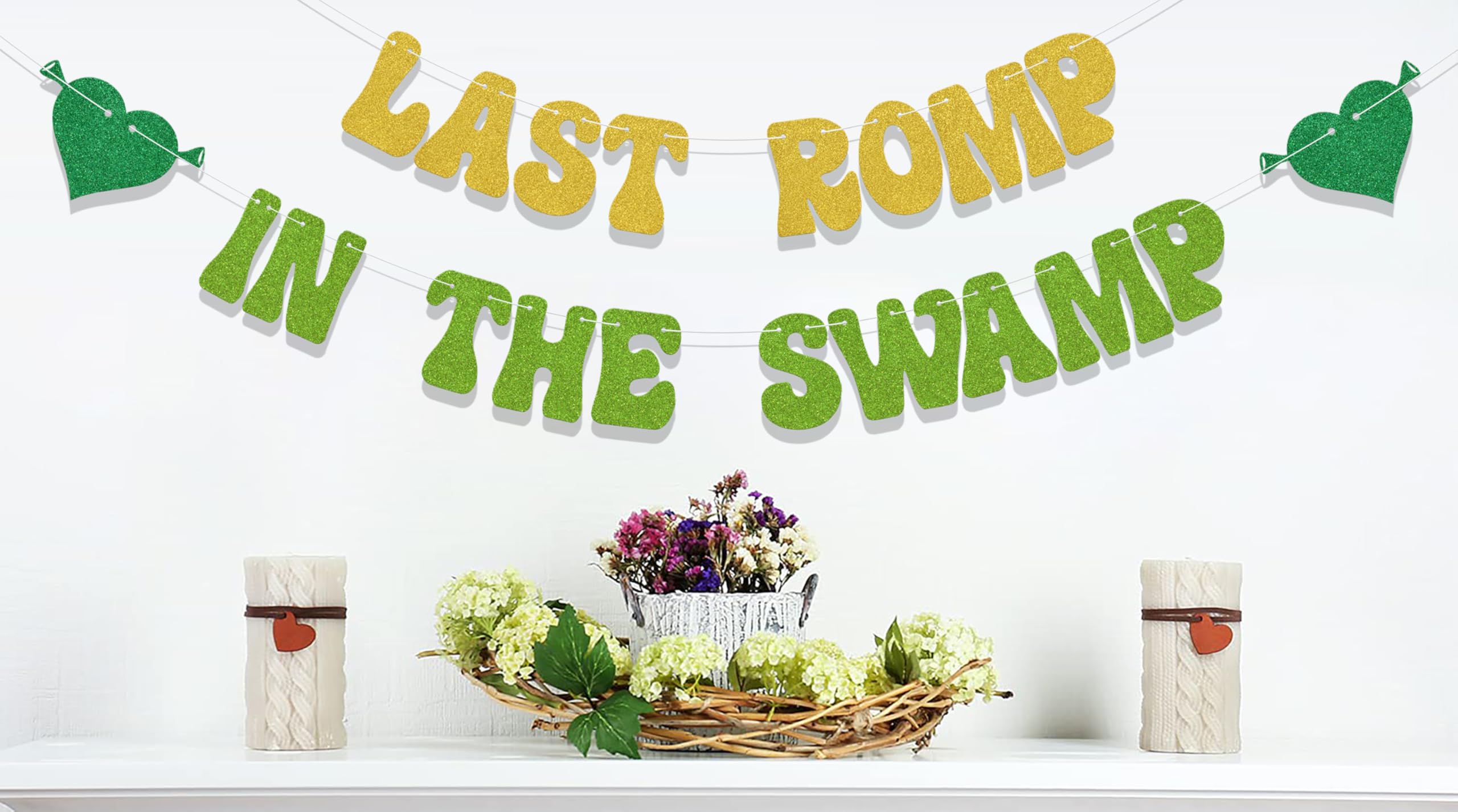 Last Romp in The Swamp Banner,Swamp Theme Party Decor,Bachelorette Party Decorations,Funny Swamp Bridal Shower Party Decor Supplies Gold & Green