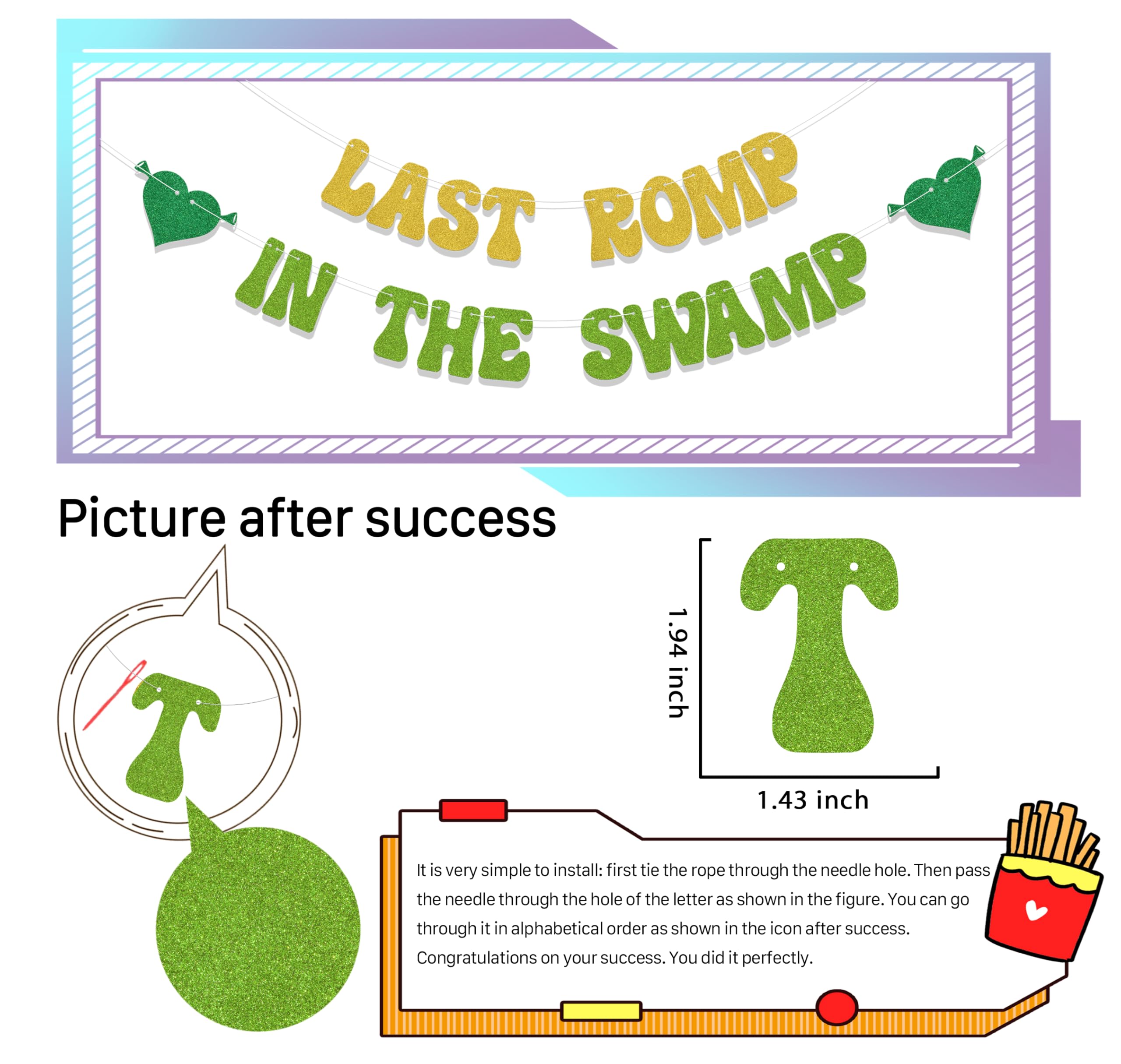 Last Romp in The Swamp Banner,Swamp Theme Party Decor,Bachelorette Party Decorations,Funny Swamp Bridal Shower Party Decor Supplies Gold & Green