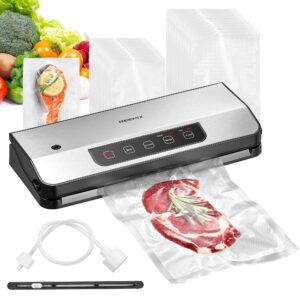 vacuum sealer machine, reemix automatic food vacuum sealer with starter kit, air sealing for food storage with 20 bags, pulse function, moist&dry mode and external vac