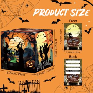 Halloween Costume Contest Ballot Card Box, 50 Ballot Voting Cards, Cast Votes for Your Favorite Costumes, Decorative Halloween Card Box for Game, Party, Home, Work, School, Bar Costume Parties Decor