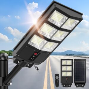 2000w solar street lights outdoor, wide angle solar lights outdoor waterproof solar street light dusk to dawn, solar parking lot lights commercial for outside backyard