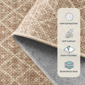 Lahome 5x7 Rugs for Living Room, Boho Natural Machine Washable Rug Bedroom Non-Slip, Ultra-Thin Cotton Linen-Like Moroccan Neutral Area Rugs Tan Indoor Floor Carpet for Dining Room Office