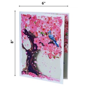 PQ Bees Pop Up Birthdays Card for Women Mom Grandma Wife | 3D Mother’s Day Anniversary Get Well Soon Thank You Valentines Day Card (Size 6x8 In – Cherry Blossom BlueJay Bird).