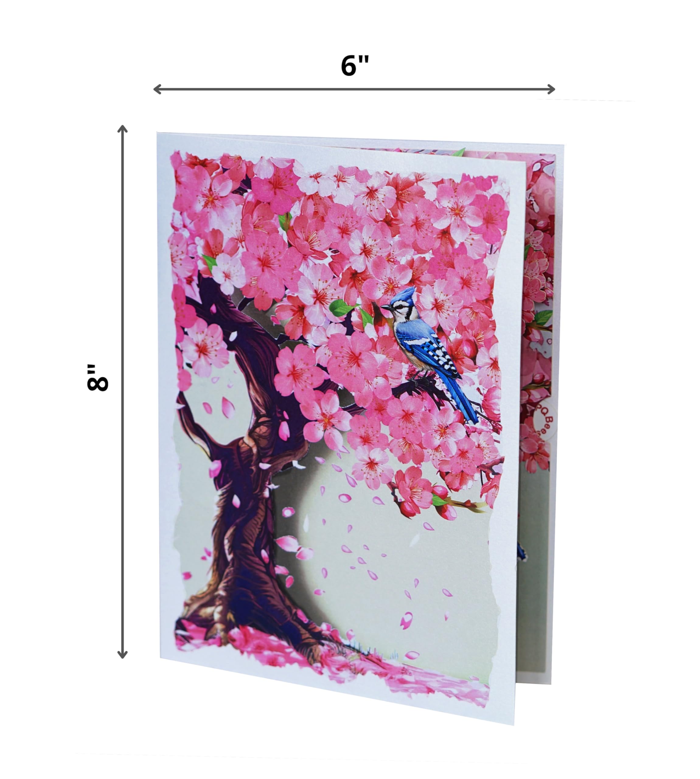 PQ Bees Pop Up Birthdays Card for Women Mom Grandma Wife | 3D Mother’s Day Anniversary Get Well Soon Thank You Valentines Day Card (Size 6x8 In – Cherry Blossom BlueJay Bird).