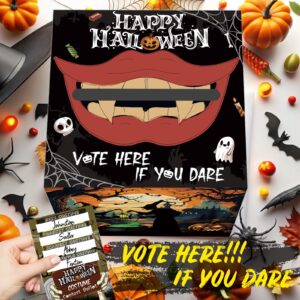 Halloween Costume Contest Ballot Card Box, 50 Ballot Voting Cards, Cast Votes for Your Favorite Costumes, Decorative Halloween Card Box for Game, Party, Home, Work, School, Bar Costume Parties Decor