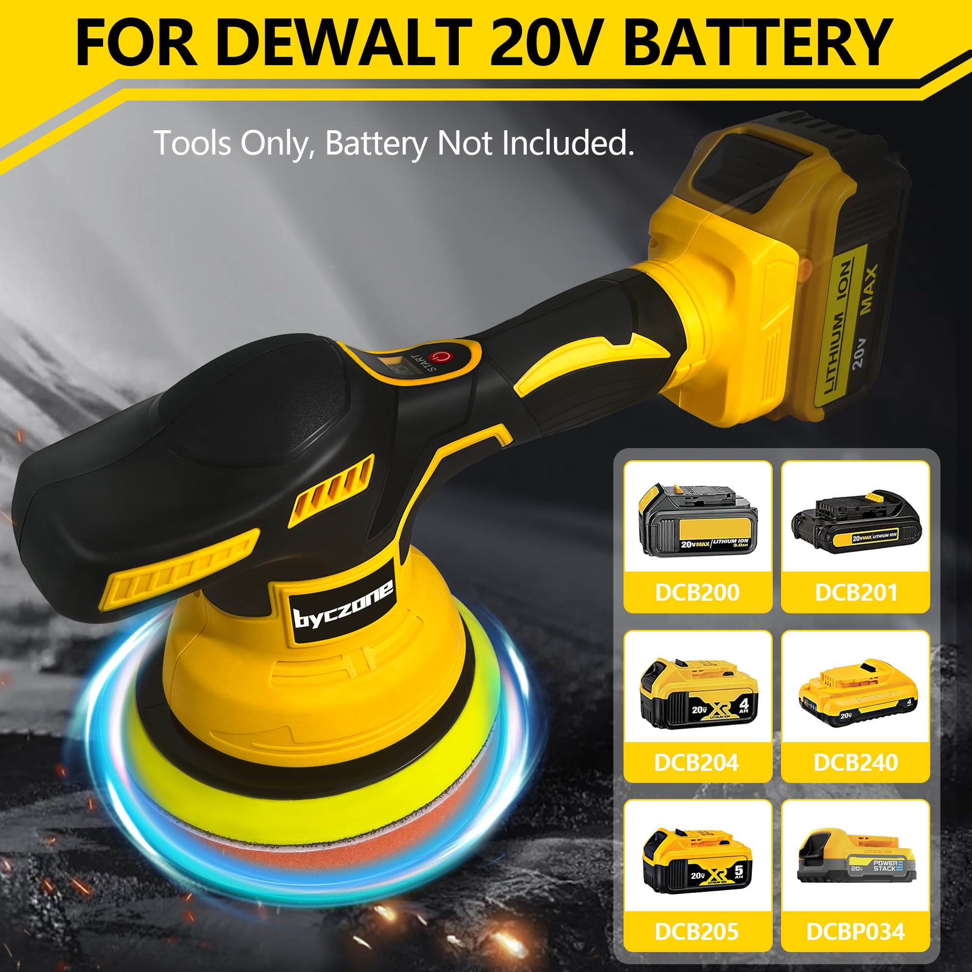 Cordless Car Buffer Polisher for Dewalt 20V Battery, 6 Inch Portable Orbital Buffer Polisher Kit, 8 Variable Speed Car Polisher for Car Detailing/Polishing/Waxing (Battery Not Include)