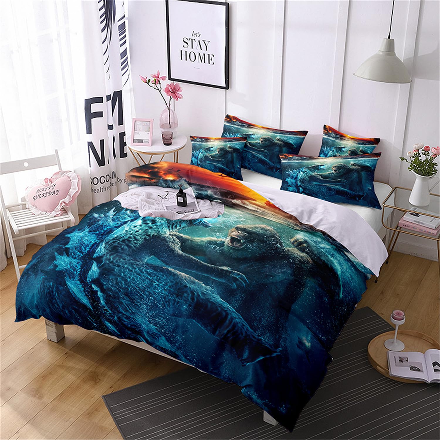 ChliEarime Hecate 3D Monster Bedding Set - Lightweight Microfiber, 3 Piece Set (Queen 90x90 in)