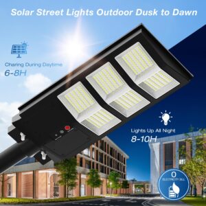 2000W Solar Street Lights Outdoor, Wide Angle Solar Lights Outdoor Waterproof Solar Street Light Dusk to Dawn, Solar Parking Lot Lights Commercial for Outside Backyard