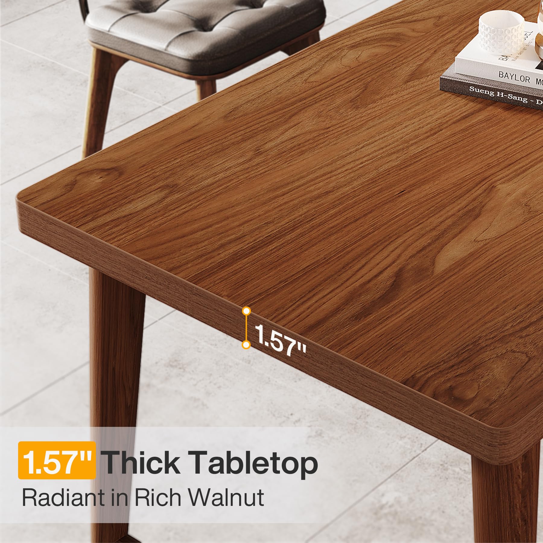 Tribesigns 78.7" Extra Long Desk, Large 2-Person Computer Desk Writing Desk, Double Home Office Desk Study Work Table with Metal Legs, Rich Walnut