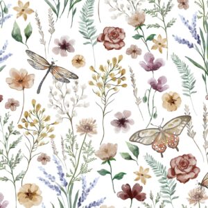 Orainege Floral Peel and Stick Wallpaper Boho Floral Contact Paper 15.7in x 118.1in Flower Wallpaper Self Adhesive Wallpaper for Bedroom Cabinets Decor Removable Wall Paper