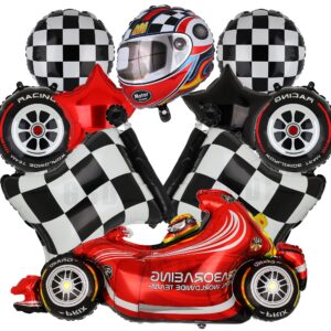 race car balloons tire balloon chequered flag balloons helmet balloons baby shower kids two fast speedy race car themed birthday party decor supplies 10 pcs kit