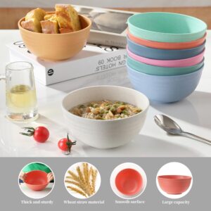 8PCS Cereal Bowl, Ohola Unbreakable Wheat Straw Cereal Bowls, Microwave & Dishwasher Safe Kitchen Bowls for Cereal, Snack, Soup, Salad and Rice, MultiColors, BPA Free, 26oz (Ser of 8)