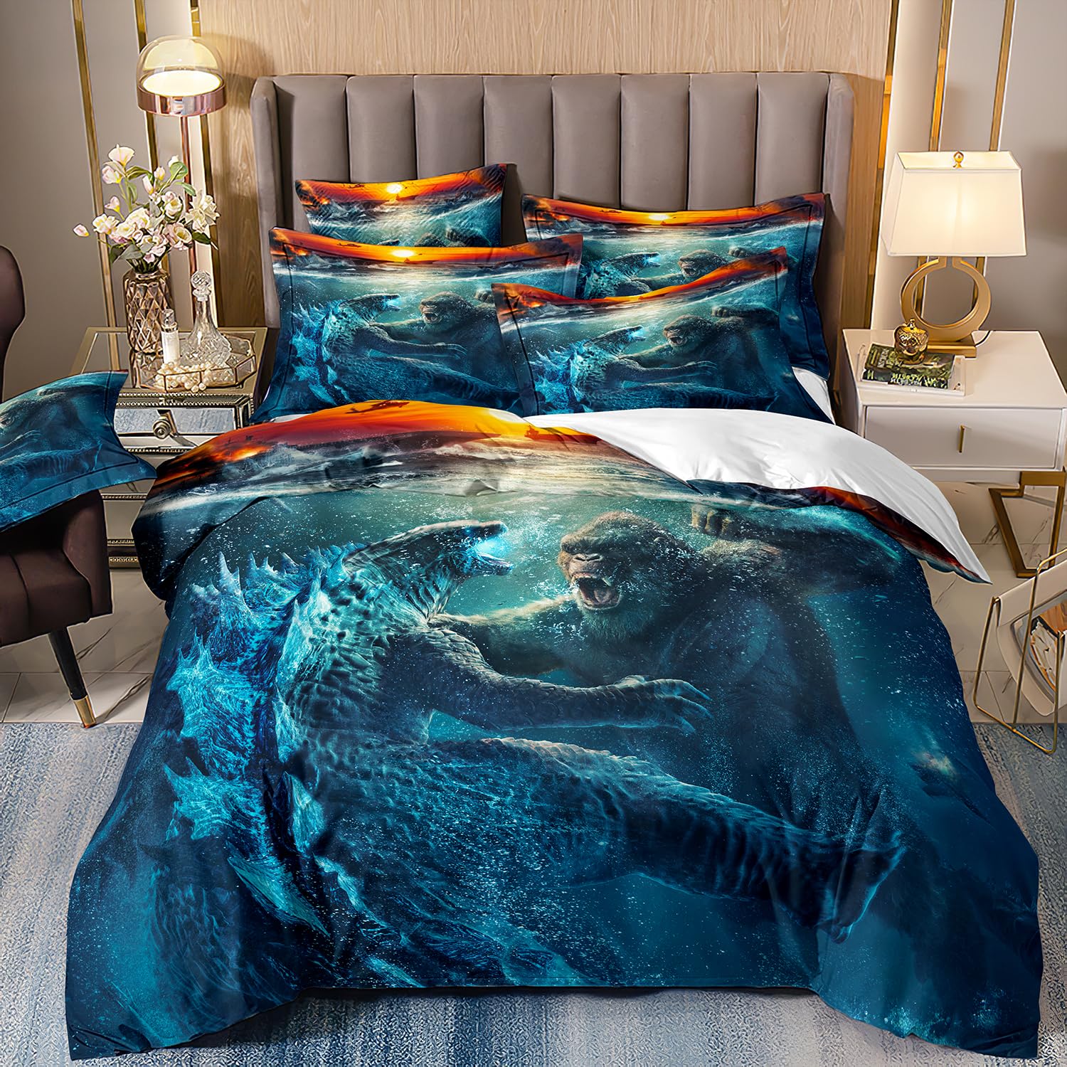 ChliEarime Hecate 3D Monster Bedding Set - Lightweight Microfiber, 3 Piece Set (Queen 90x90 in)