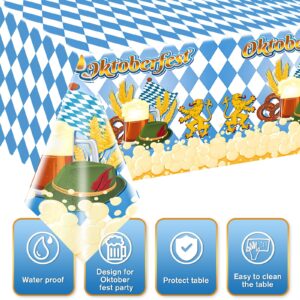 kawaarashi 4 Pieces Oktoberfest Tablecloths, Blue and White Checkered Party Table Cover for Oktoberfest Party Favors Supplies Decoration 87 x 52 Inch