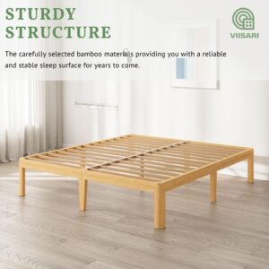 Viisari King Bed Frame Bamboo with Steel Slats Bamboo Bed Frame Solid Bamboo Foundation No Box Spring Needed Easy Assembly 14 Inch Platform Bed Frame Ample Under-Bed Storage Noise-Free