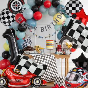 Race Car Balloons Tire Balloon Chequered Flag Balloons Helmet Balloons Baby Shower Kids Two Fast Speedy Race Car Themed Birthday Party Decor Supplies 10 Pcs Kit