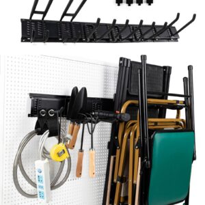 Garage Tool Organizer Wall Mount 48 Inches Max Load 539lbs ，Garage Storage, Garage Organization, Adjustable with 7 Heavy Duty Hooks and 4 Cable Ties, Yard Tools holder and Power Tool Organizer Rack