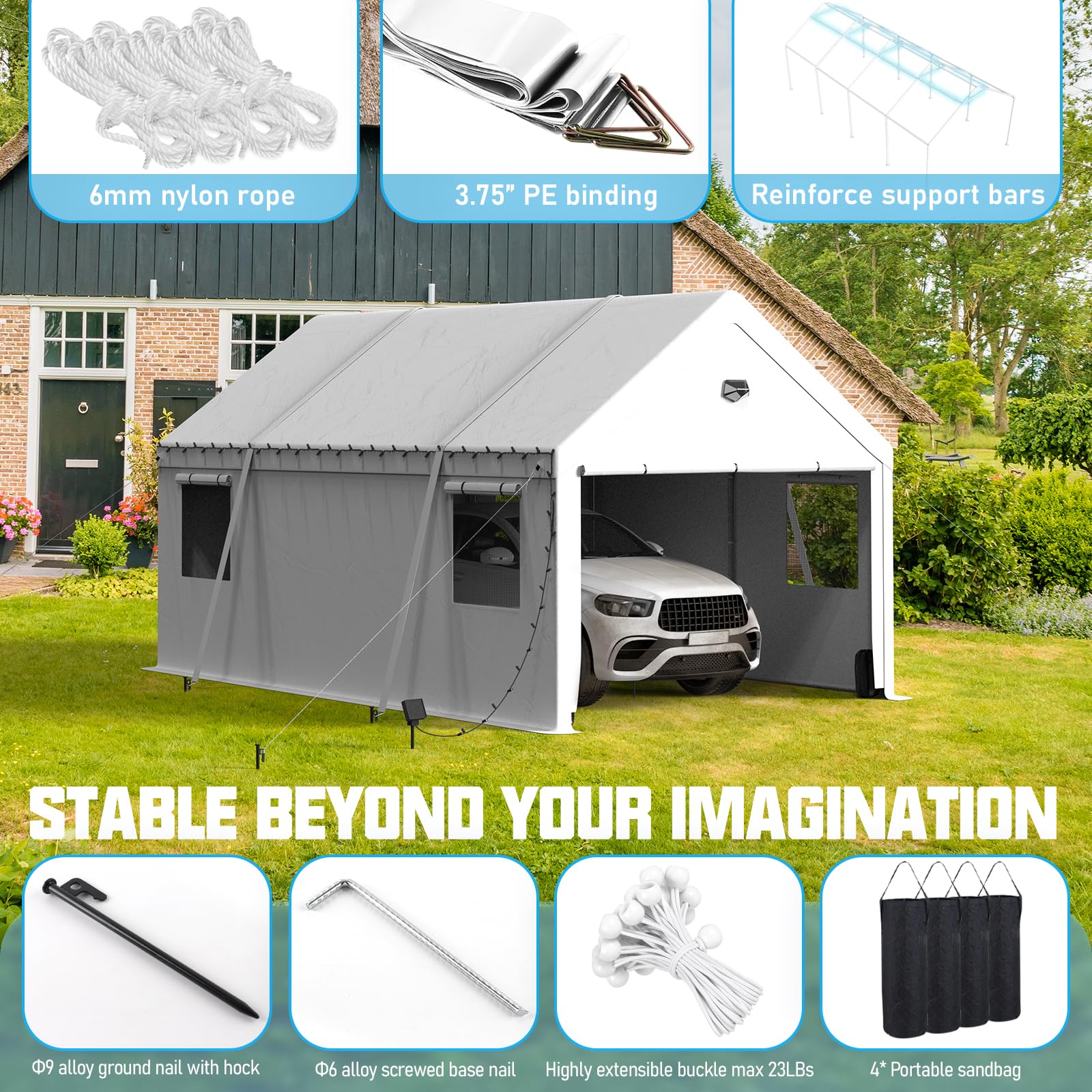 Carport Canopy 10x16 Heavy Duty, Carport Canopy, Portable Car Port Garage, Car Shelter All Weather, White