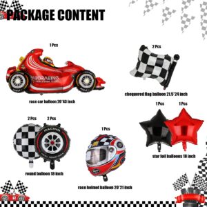 Race Car Balloons Tire Balloon Chequered Flag Balloons Helmet Balloons Baby Shower Kids Two Fast Speedy Race Car Themed Birthday Party Decor Supplies 10 Pcs Kit