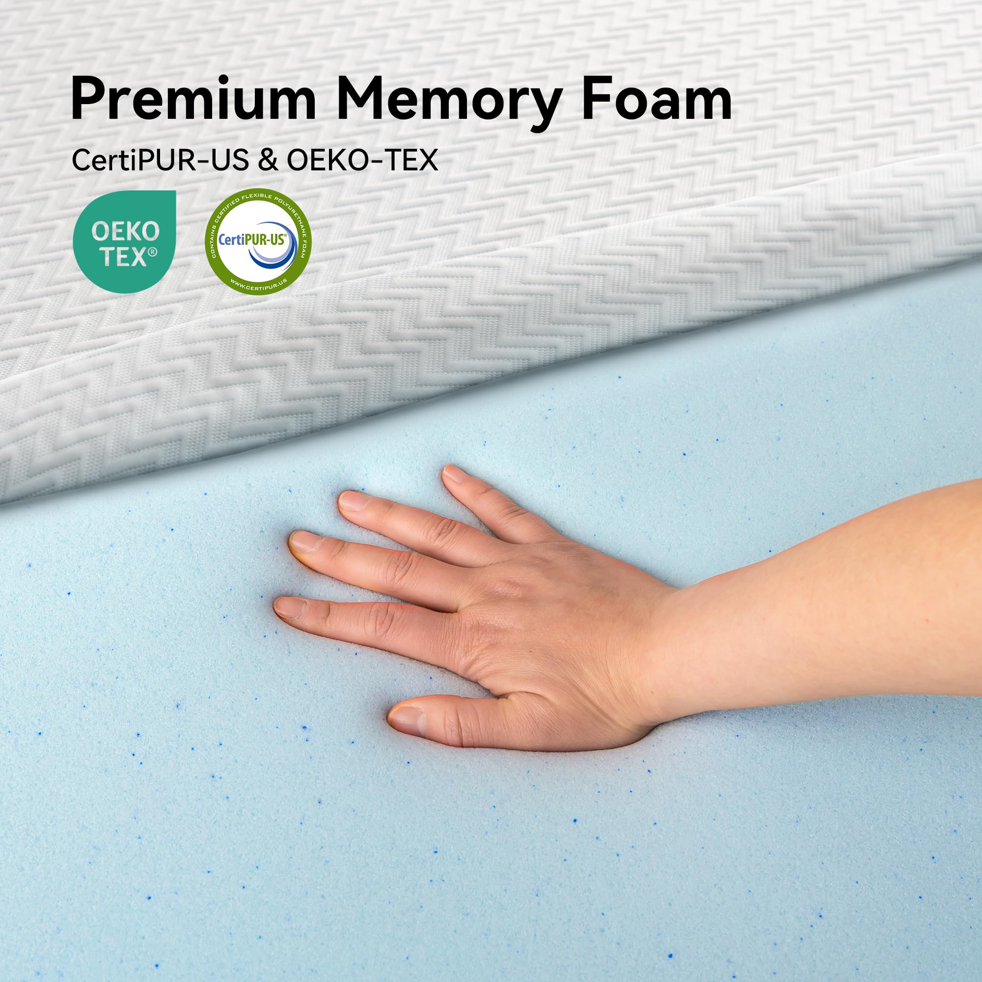 AMICLIBER 3 Inch Twin Gel Memory Foam Mattress Topper, Cooling Bed Topper with Removable Cover, Soft & Pain Relief & Breathable, CertiPUR-US & Oeko-Tex Certified