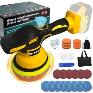 cordless car buffer polisher for dewalt 20v battery, 6 inch portable orbital buffer polisher kit, 8 variable speed car polisher for car detailing/polishing/waxing (battery not include)