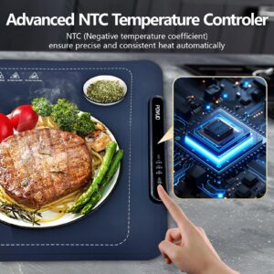 Electric Warming Tray with Adjustable Temperature, Foldable Portable Silicone Food Warmer Plate & Mat, Smart Heating Tray with Nano Coating with 3 Temp Modes & Fast Heat, for Home Gatherings,Holiday