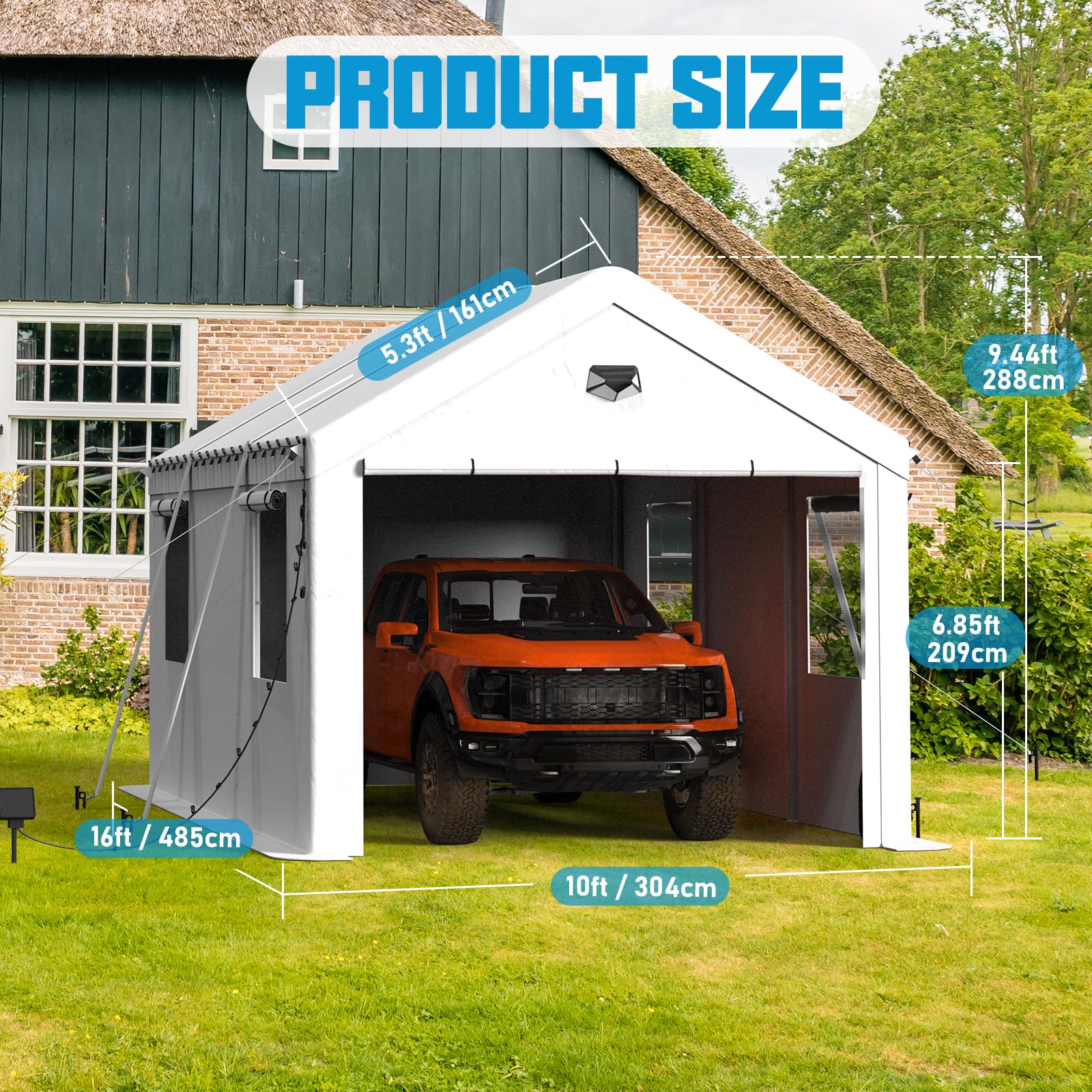 Carport Canopy 10x16 Heavy Duty, Carport Canopy, Portable Car Port Garage, Car Shelter All Weather, White