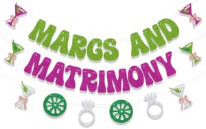 margs and matrimony banner,margarita bachelorette party decor soon to be bride party banner,mexican fiesta bachelorette cactus bridal wedding engagement party decor supplies green & rose red