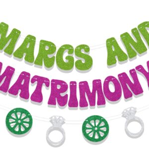 Margs And Matrimony Banner,Margarita Bachelorette Party Decor Soon to Be Bride Party Banner,Mexican Fiesta Bachelorette Cactus Bridal Wedding Engagement Party Decor Supplies Green & Rose Red