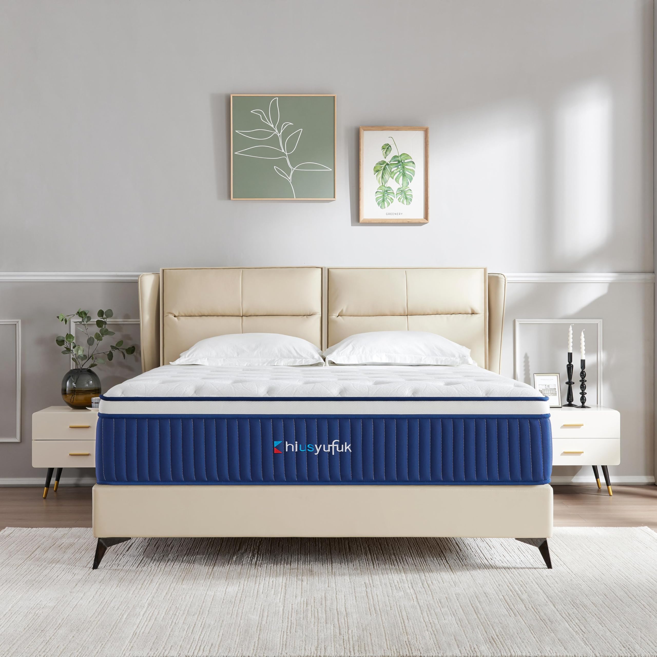 Chiusyufuk Queen Mattress,10 Inch Queen Size Mattress in a Box,Single Bed Mattress with Memory Foam and Pocket Spring,Ergonomic Design & Pressure Relief,Medium Firm Mattress,60"*80"*10"