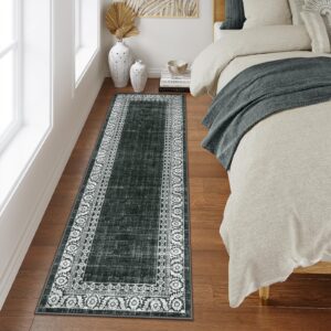 Lahome 2x6 Black Kitchen Runner Rugs Non Skid Washable,Rug Runners for Hallways Non Slip Bathroom Carpet Runner,Bordered Soft Indoor Rug Runner for Entryway Laundry Room Bedside(2'x6',Black)