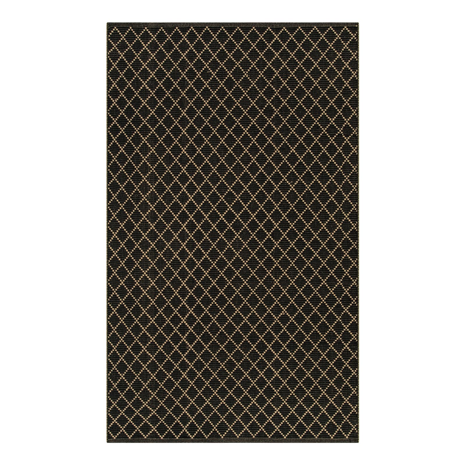 Lahome Checkered Rug, 3x5 Black Area Rug for Bedroom Washable Cotton Office Living Room Rug, Boho Checkerboard Rug Lightweight Black Carpet for Dorm Entry