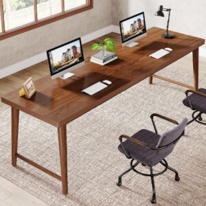 Tribesigns 78.7" Extra Long Desk, Large 2-Person Computer Desk Writing Desk, Double Home Office Desk Study Work Table with Metal Legs, Rich Walnut