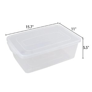 Qqbine 16 Quart Clear Latching Storage Box, Plastic Storage Container, Latching Bin with Lid, 6 Packs