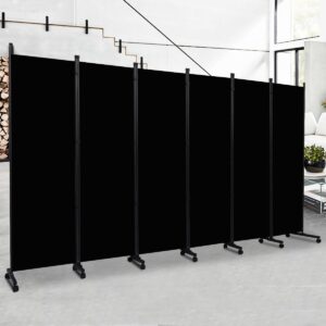 room divider portable 132'' partition room dividers and folding privacy screens 6 panel wall divider for room separation, freestanding fabric room divider panel with wheels for home office hospital