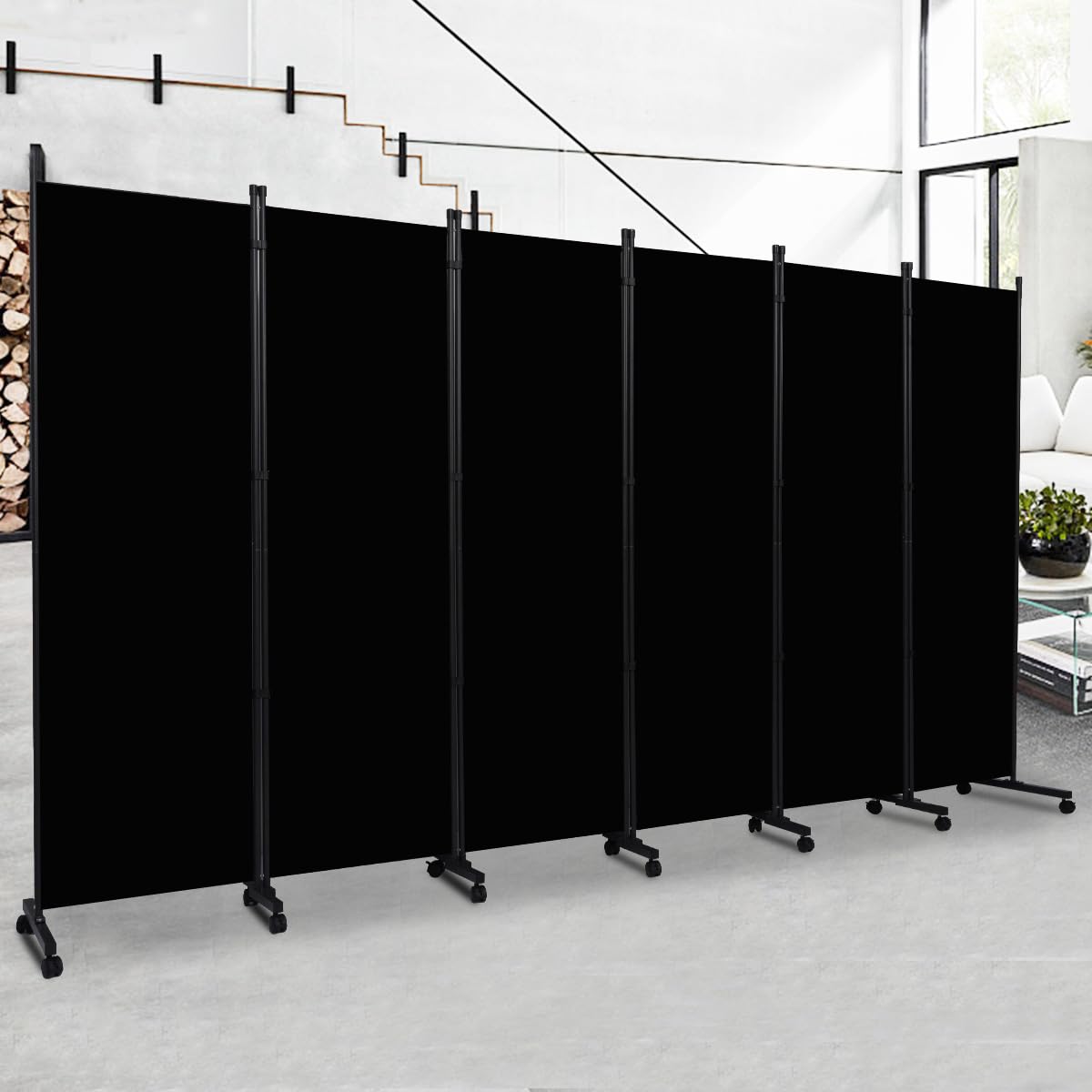 Room Divider Portable 132'' Partition Room Dividers and Folding Privacy Screens 6 Panel Wall Divider for Room Separation, Freestanding Fabric Room Divider Panel with Wheels for Home Office Hospital