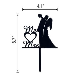 OIXCMNJQ Mr & Mrs Black Acrylic Cake Topper, Bride and Groom, Wedding Party Decorations Supplies